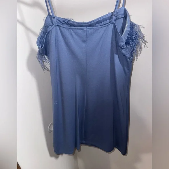 Blue Feather Trim Dress - Picture 2 of 2